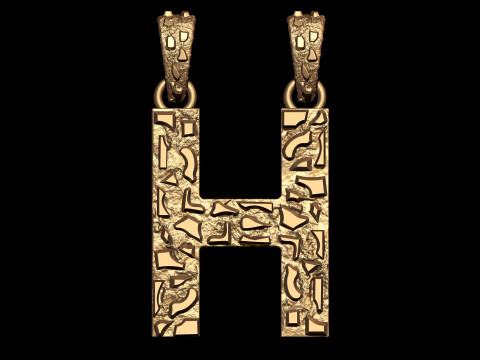 H LETTER INITIAL NUGGET PENDANT 3D Принт Модель