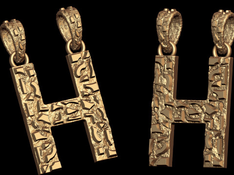 H LETTER INITIAL NUGGET PENDANT Model do druku 3D