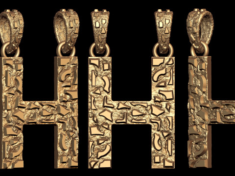 H LETTER INITIAL NUGGET PENDANT Model do druku 3D