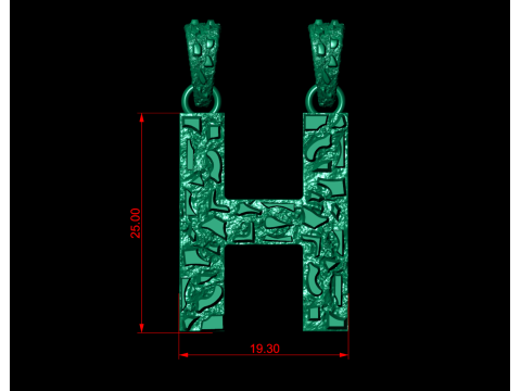 H LETTER INITIAL NUGGET PENDANT Model do druku 3D