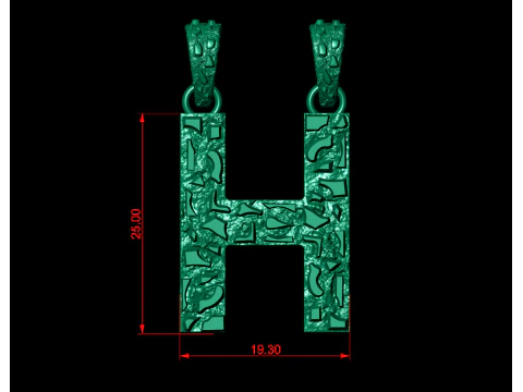 H LETTER INITIAL NUGGET PENDANT 3D Print Model