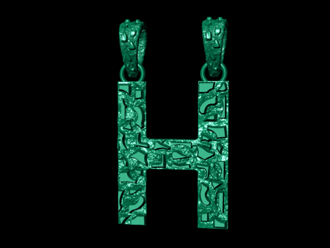 H LETTER INITIAL NUGGET PENDANT Model do druku 3D