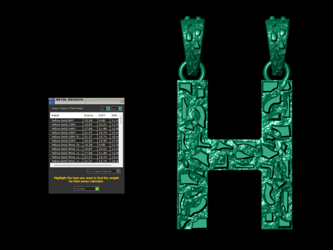 H LETTER INITIAL NUGGET PENDANT Model do druku 3D