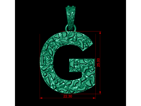 G LETTER INITIAL NUGGET PENDANT 3D 프린트 모델