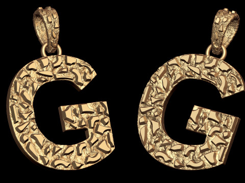 G LETTER INITIAL NUGGET PENDANT 3D 프린트 모델