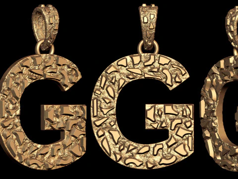 G LETTER INITIAL NUGGET PENDANT 3D Print Model