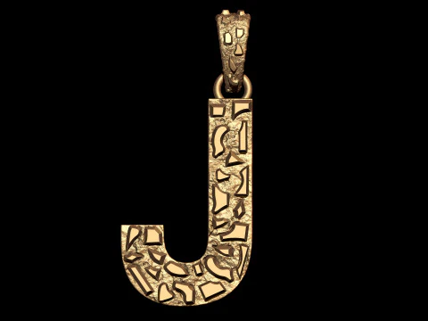 PENDENTE NUGGET INIZIALE LETTERA J Modello di stampa 3D