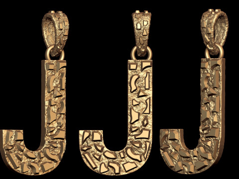 J LETTER INITIAL NUGGET PENDANT 3D 프린트 모델