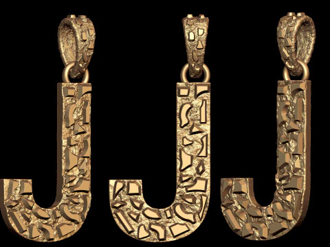 J LETTER INITIAL NUGGET PENDANT 3D Print Model