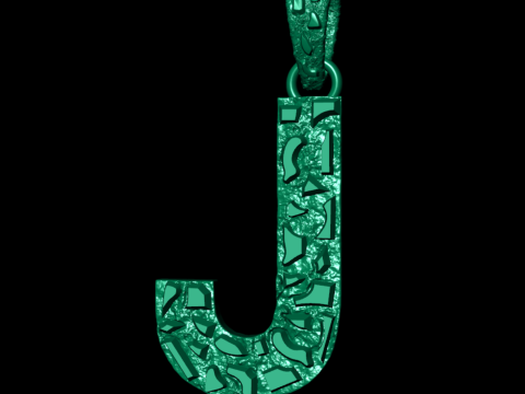 J LETTER INITIAL NUGGET PENDANT 3D 프린트 모델