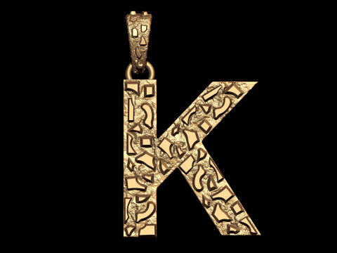K LETTER INITIAL NUGGET PENDANT 3D Принт Модель