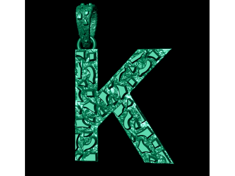 K LETTER INITIAL NUGGET PENDANT 3D प्रिंट मॉडल