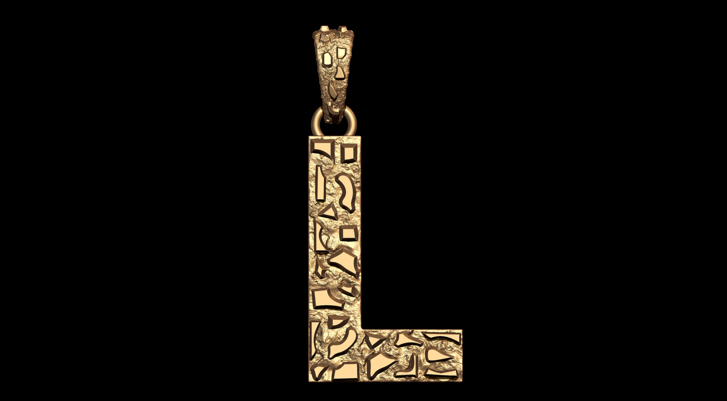 L LETTER INITIAL NUGGET PENDANT 3D Print Model .c4d .max .obj .3ds .fbx .stl .blend
