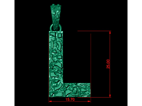 L LETTER INITIAL NUGGET PENDANT 3D Print Model