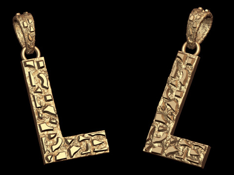 L LETTER INITIAL NUGGET PENDANT Modèles 3D en vedette