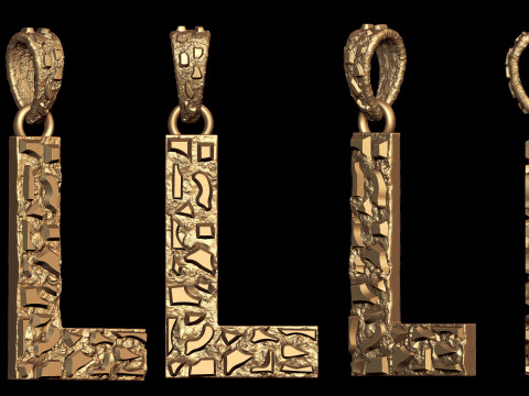L LETTER INITIAL NUGGET PENDANT Modèles 3D en vedette
