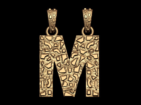 M LETTER INITIAL NUGGET PENDANT 3D Print Model
