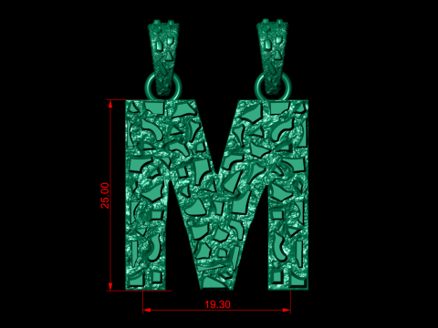 M LETTER INITIAL NUGGET PENDANT 3D Print Model
