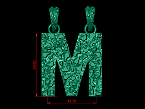 M LETTER INITIAL NUGGET PENDANT 3D Print Model