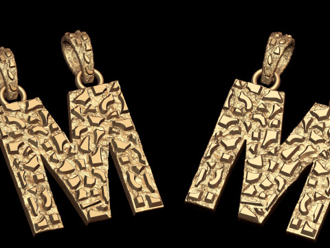 M LETTER INITIAL NUGGET PENDANT 3D Print Model