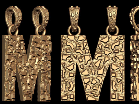 M LETTER INITIAL NUGGET PENDANT 3D Print Model