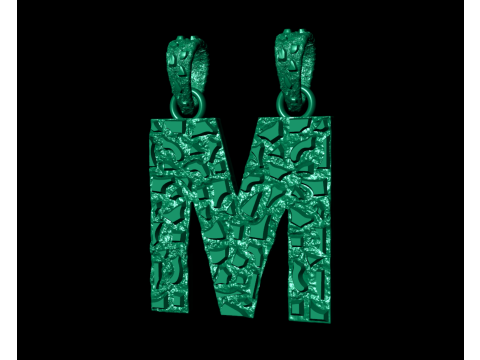 M LETTER INITIAL NUGGET PENDANT 3D Print Model