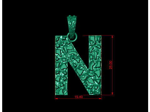 N LETTER INITIAL NUGGET PENDANT Modèles 3D en vedette