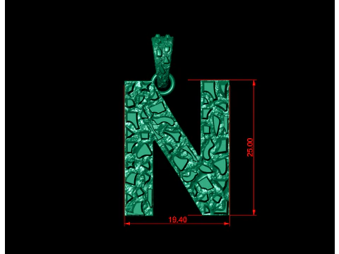 N LETTER INITIAL NUGGET PENDANT 3D Print Model