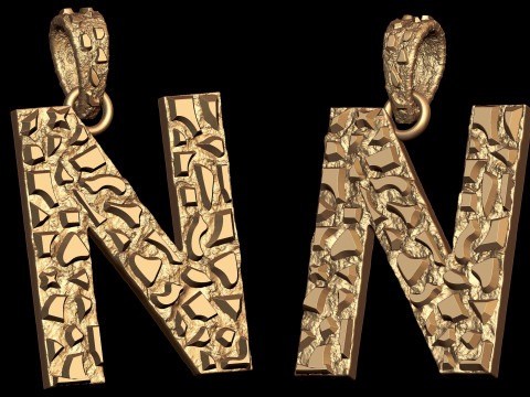 N LETTER INITIAL NUGGET PENDANT Modèles 3D en vedette