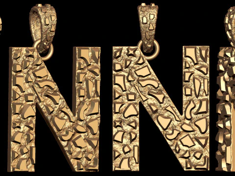 N LETTER INITIAL NUGGET PENDANT 3D Print Model