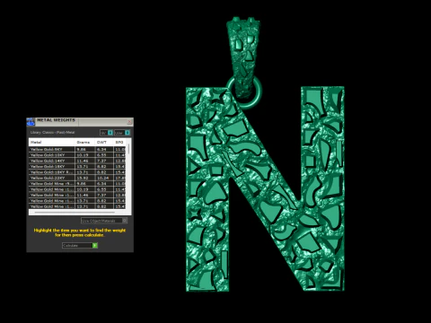N LETTER INITIAL NUGGET PENDANT 3D Print Model