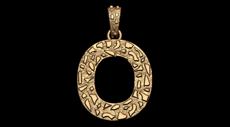 O LETTER INITIAL NUGGET PENDANT 3D Print Model .c4d .max .obj .3ds .fbx .stl .blend