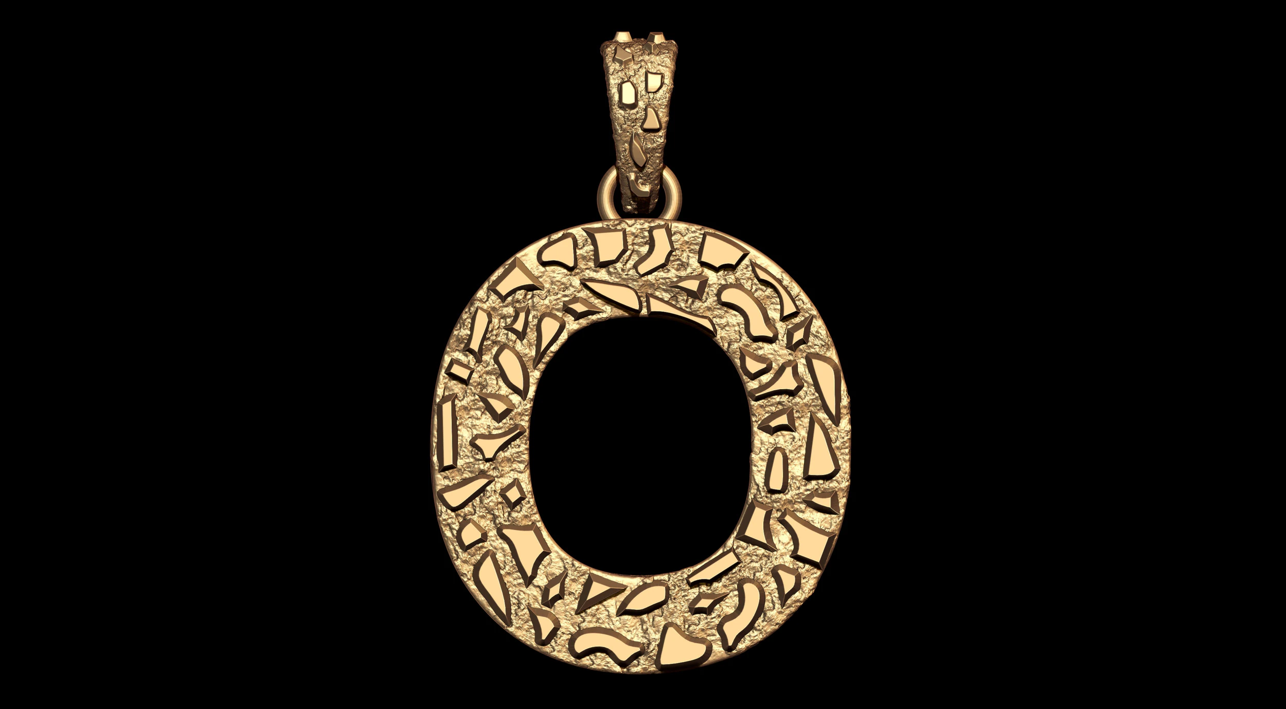 O LETTER INITIAL NUGGET PENDANT 3D Print Model .c4d .max .obj .3ds .fbx .stl .blend 