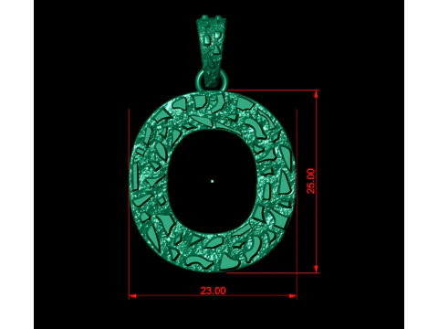 O LETTER INITIAL NUGGET PENDANT 3D Print Model