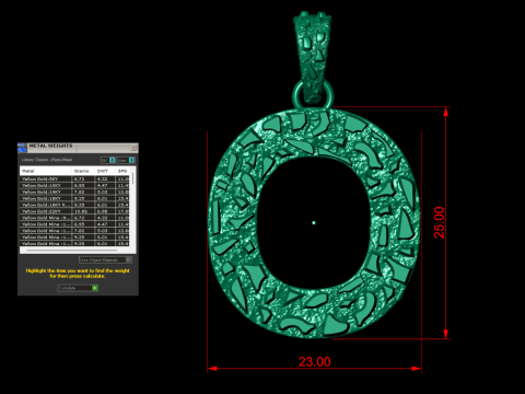 O LETTER INITIAL NUGGET PENDANT 3D Print Model