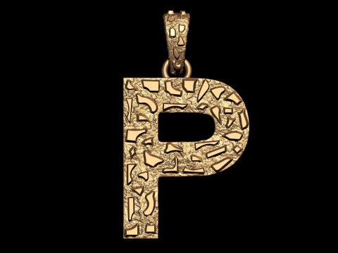 P LETTER INITIAL NUGGET PENDANT 3D Print Model