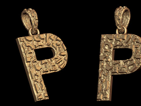 P LETTER INITIAL NUGGET PENDANT 3D Print Model