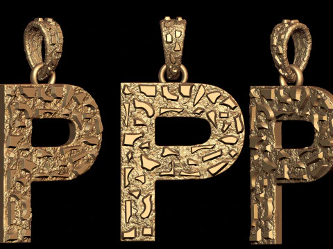 P LETTER INITIAL NUGGET PENDANT 3D Print Model