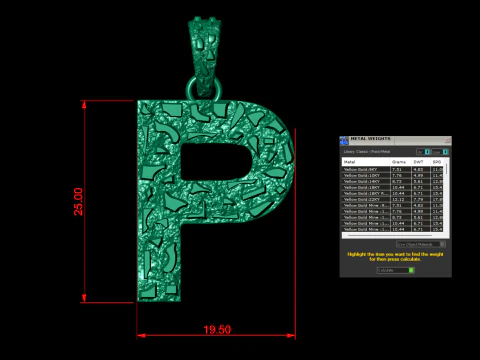 P LETTER INITIAL NUGGET PENDANT 3D Print Model