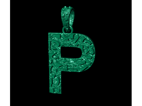 P LETTER INITIAL NUGGET PENDANT 3Dプリントモデル