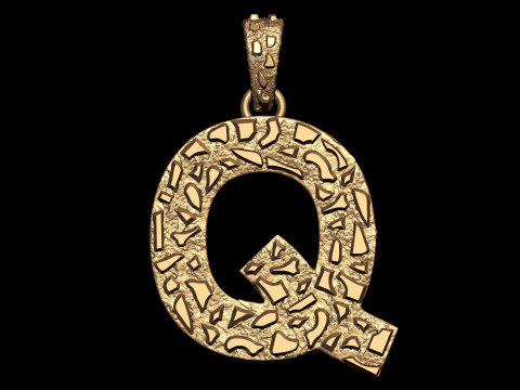 Q LETTER INITIAL NUGGET PENDANT Modello di stampa 3D