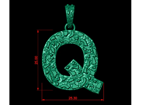 Q LETTER INITIAL NUGGET PENDANT 3D Print Model