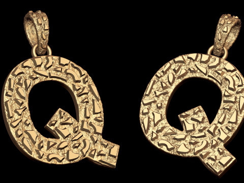 Q LETTER INITIAL NUGGET PENDANT 3D Принт Модель