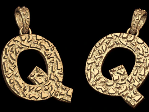 Q LETTER INITIAL NUGGET PENDANT 3D Print Model