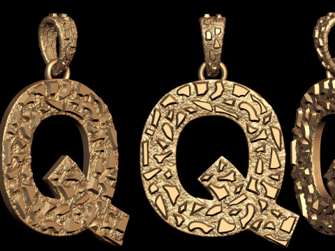 Q LETTER INITIAL NUGGET PENDANT 3D Принт Модель