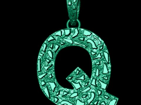 Q LETTER INITIAL NUGGET PENDANT 3D Print Model