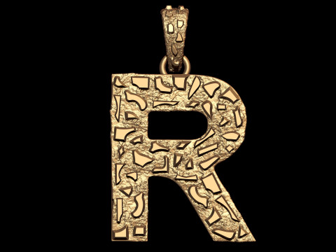 R LETTER INITIAL NUGGET PENDANT 3D Print Model