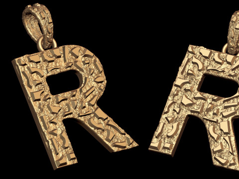 R LETTER INITIAL NUGGET PENDANT 3D Print Model