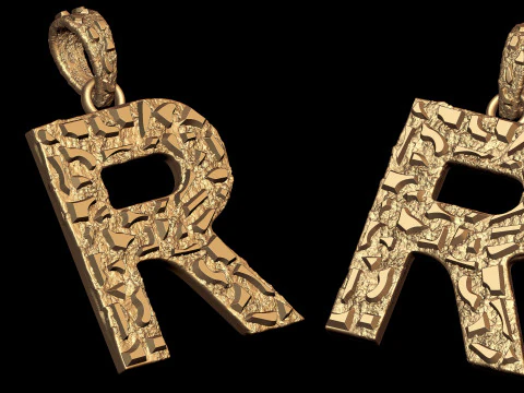 R LETTER INITIAL NUGGET PENDANT 3D Print Model