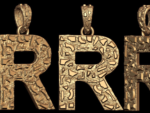 R LETTER INITIAL NUGGET PENDANT 3D Print Model
